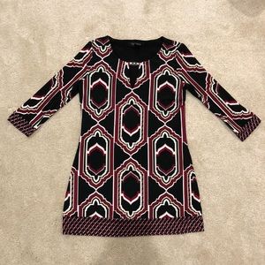 EUC WHBM Burgundy and Black Patterned Tunic Top